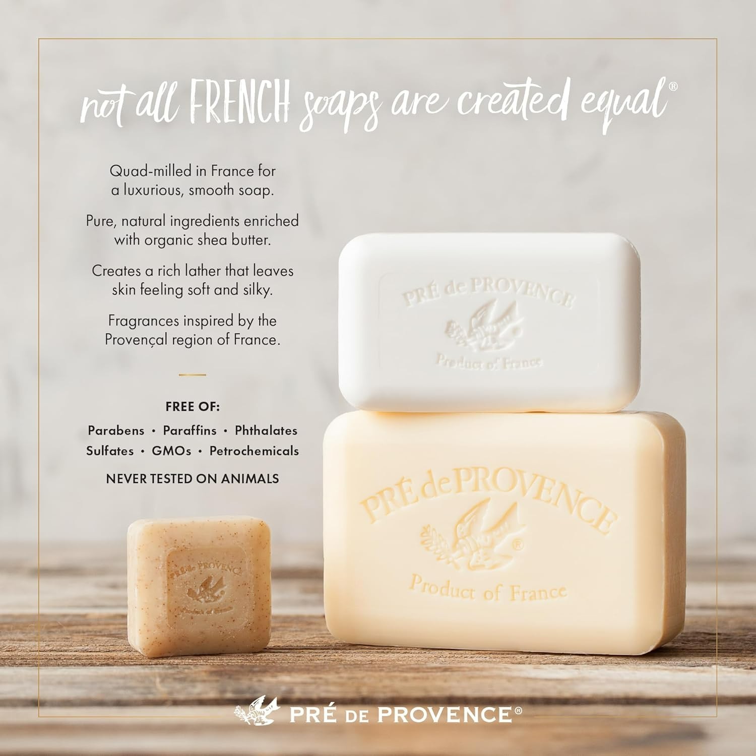 Natural Quad Milled Soap Bar | Rich Lather with Organic Shea Butter – 5.3 Oz