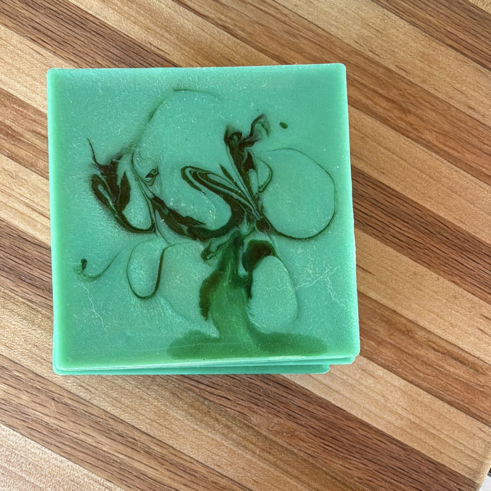 Handmade Green/Black Swirl Rectangular coasters (5)￼