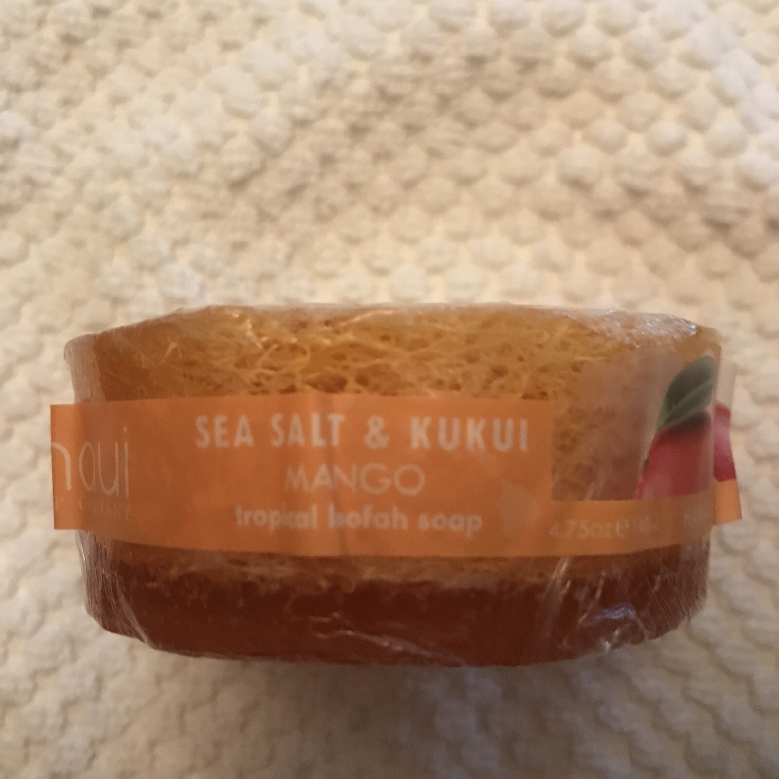 Hawaiian Loofah Soap Mango Made By The Maui Soap Co With Sea Salt & Kukui.