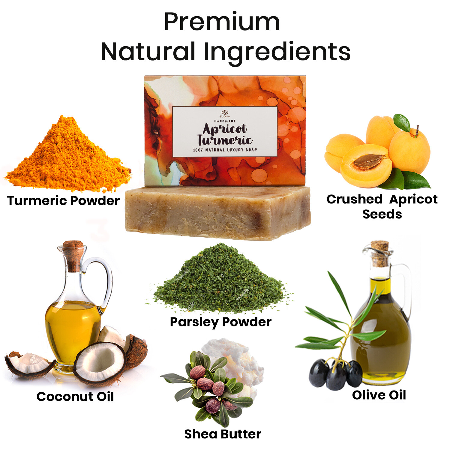 Turmeric Soap Bar – Skin Brightening, with Exfoliating Crushed Apricot Seeds