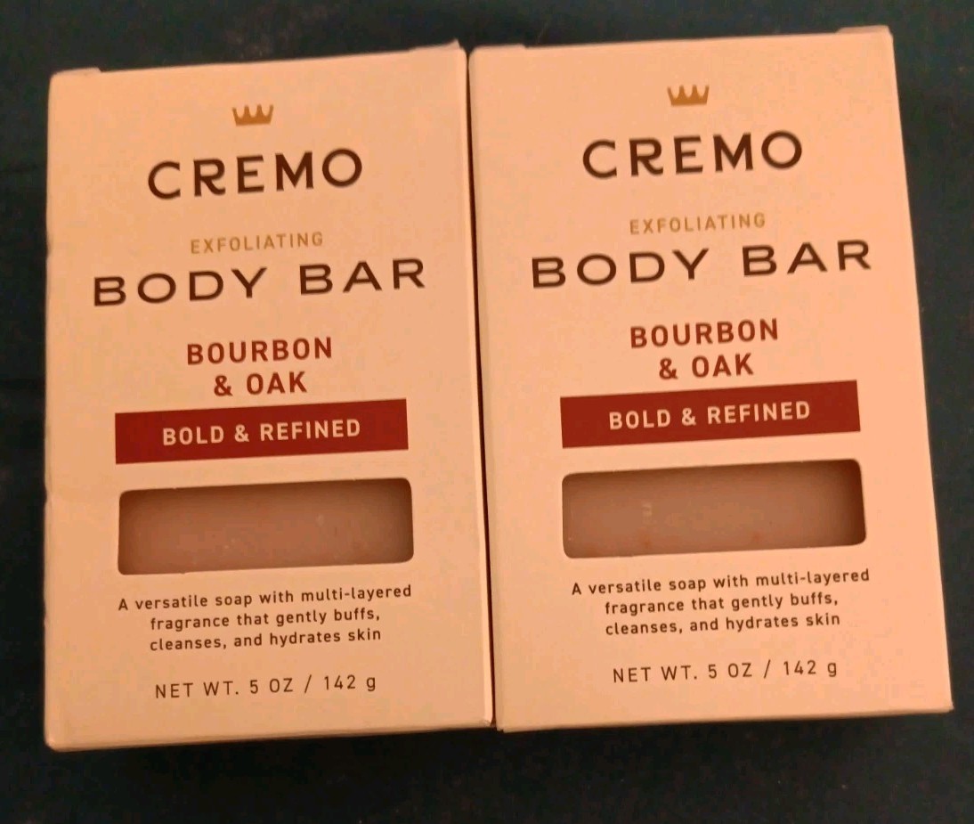 2 Cremo Bourbon Oak Exfoliating Body Bar 5oz Luxury Groom Essential (C078)