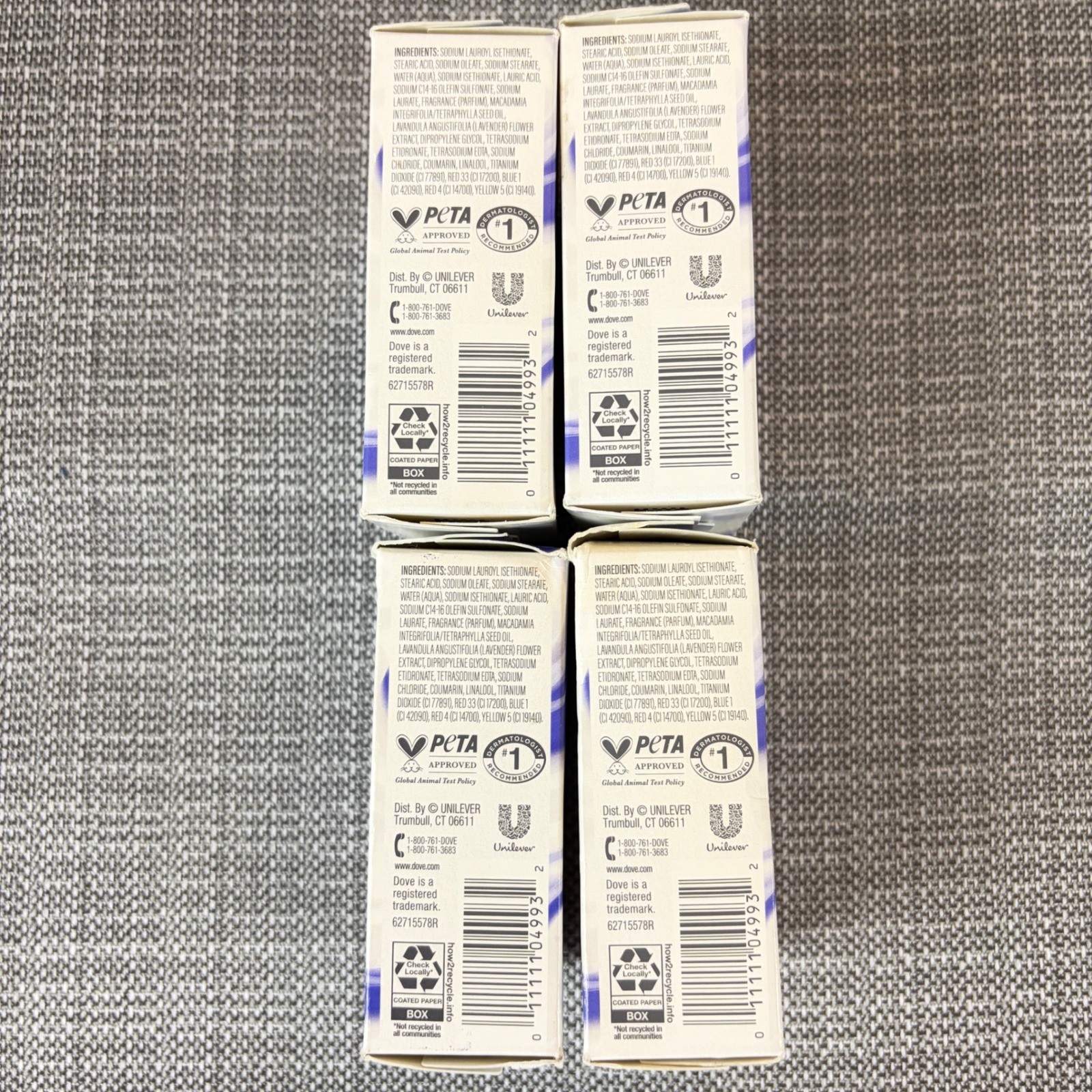 Dove 5 oz Macadamia Milk & Willow Lavender Cleansing Bar Dry Skin 4pk Bundle