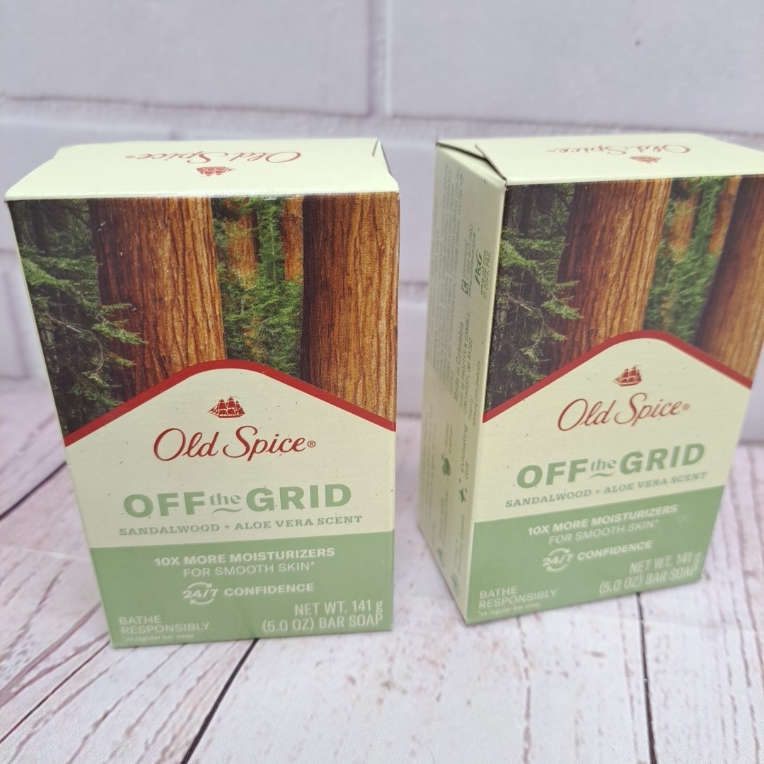 2 Old Spice Off The Grid Sandalwood & Aloe Vera Bar Soap 5oz Each Discontinued