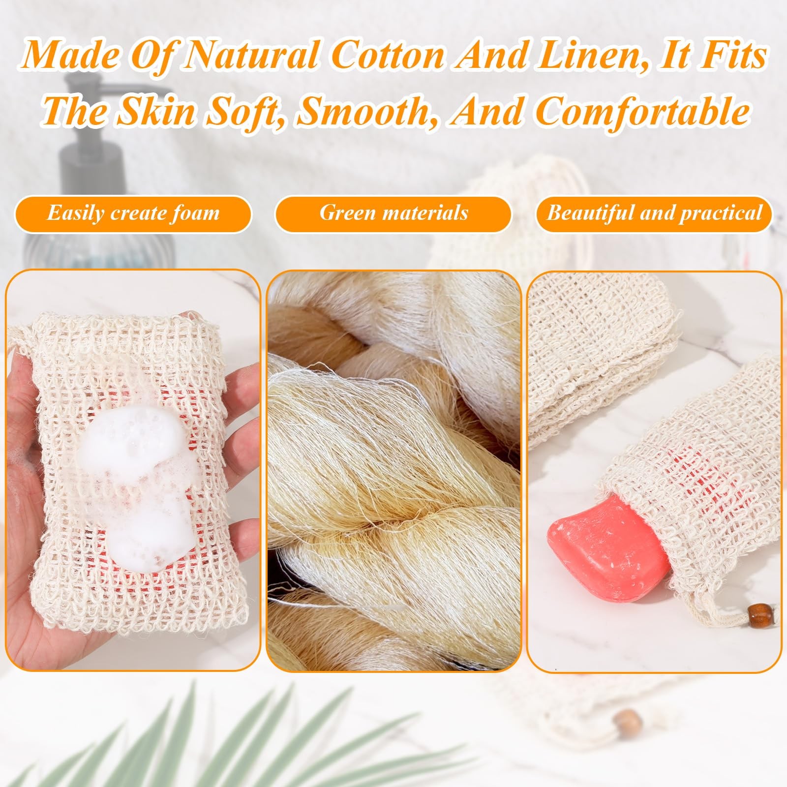 6 Pack Soap Bag, Natural Sisal Soap Saver Bag Exfoliating Sisal Soaps Pouch w…