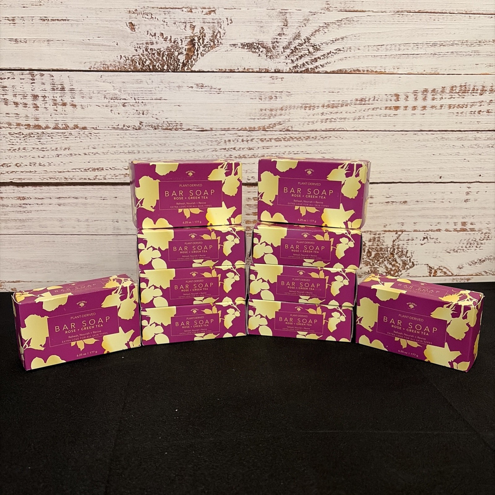 LOT 10 x Large Bolero Plant Derived ROSE + GREEN TEA Bar Soap Bath 6.25oz Revive