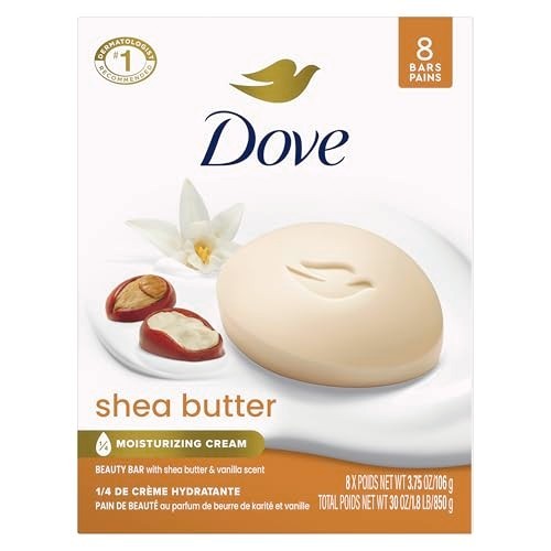 Shea Butter Beauty Bar Soap 8 Count 3.75 oz Moisturizing Cleanser for Face Body