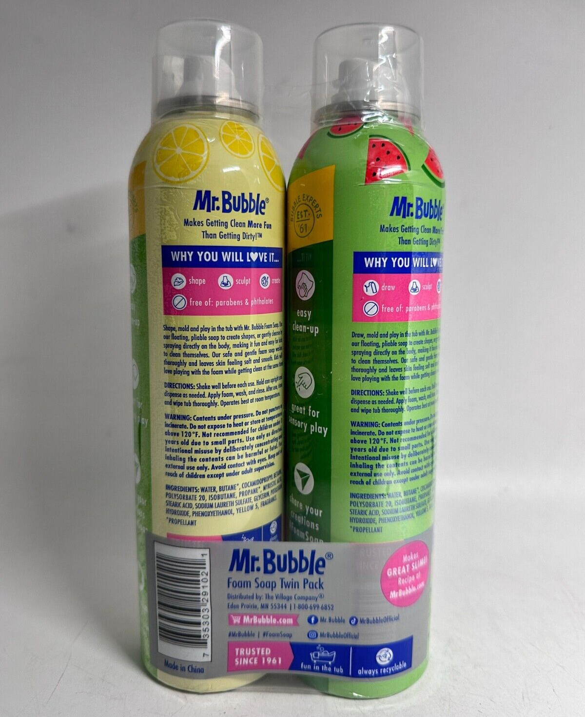 Mr. Bubble Foam Soap Twin Pack, Watermelon & Lemonade Scents