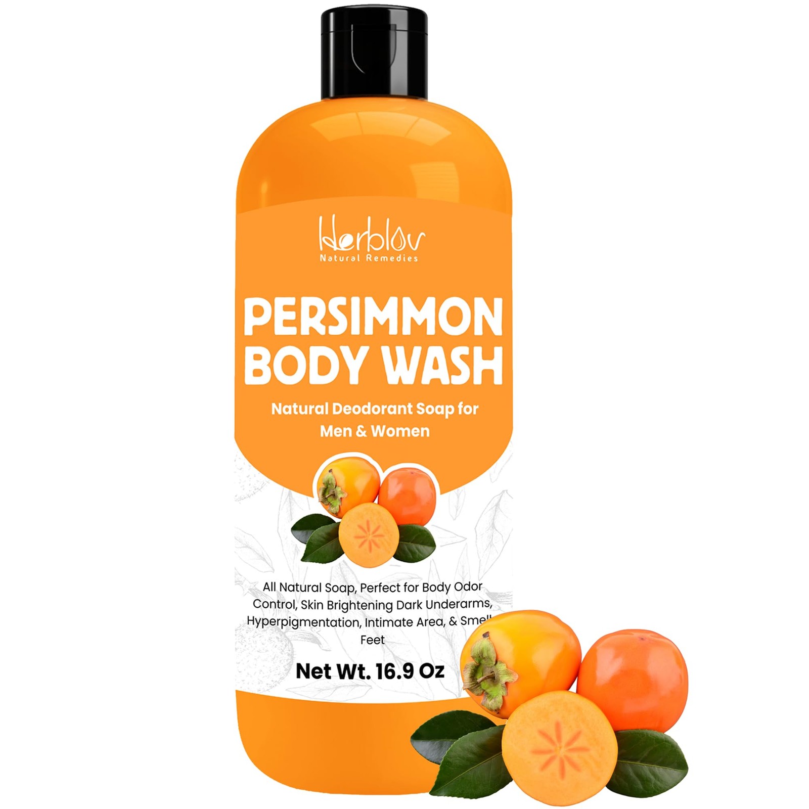 Herblov Persimmon Body Wash for Body Odor Control – Purifying Deodorizing Soa…