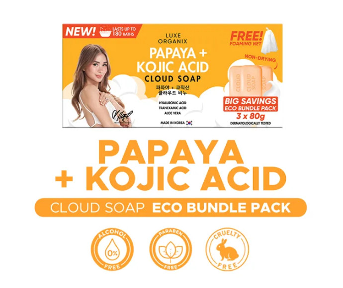 Luxe Organix Papaya + Kojic Acid Cloud Soap 3 x 80g