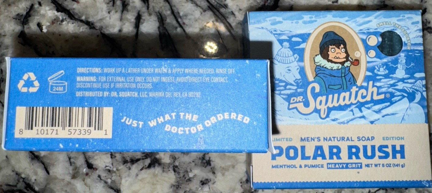 Dr. Squatch Natural Soap Polar Rush Heavy Grit 5oz Menthol Pumice Lot Of 2