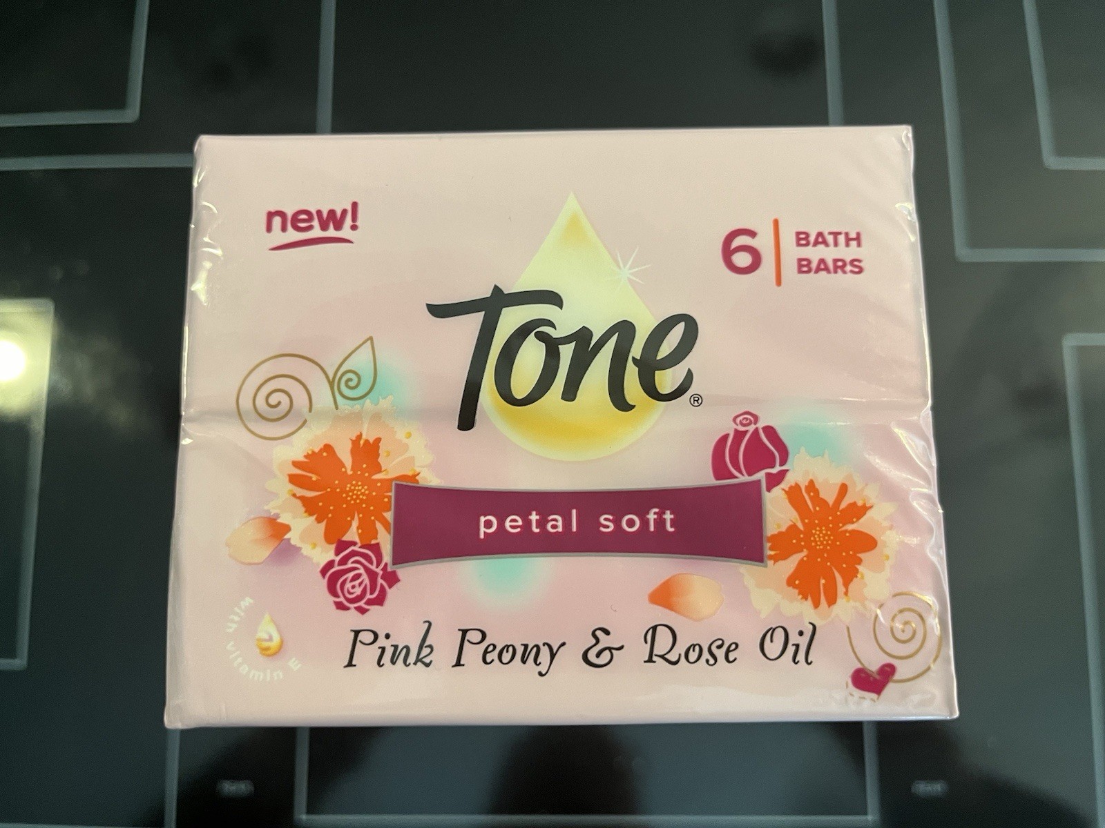 Tone Petal Soft Soap Bars With Pink Poeny And Rose Oil 6 Bars In Original Wrap