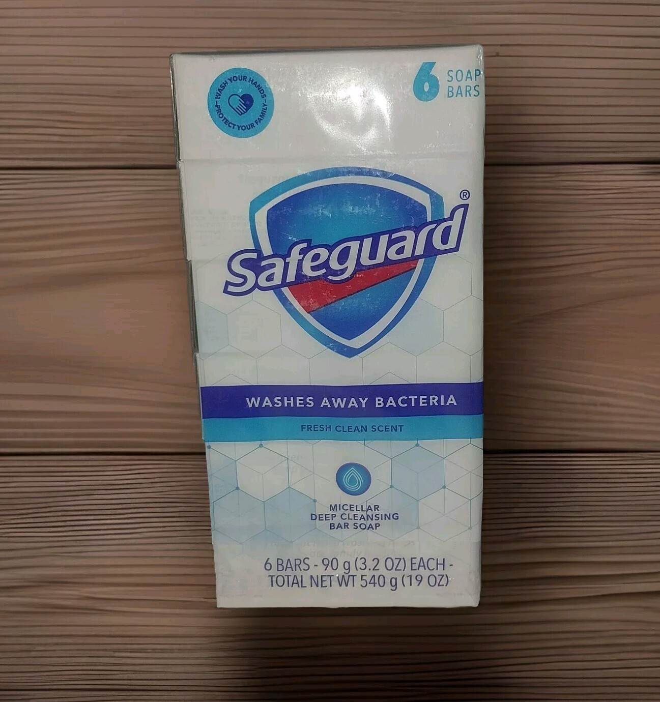 6 Pack Safeguard Antibacterial Soap Bars 3.2 oz Washes Away Bacteria NEW Sealed