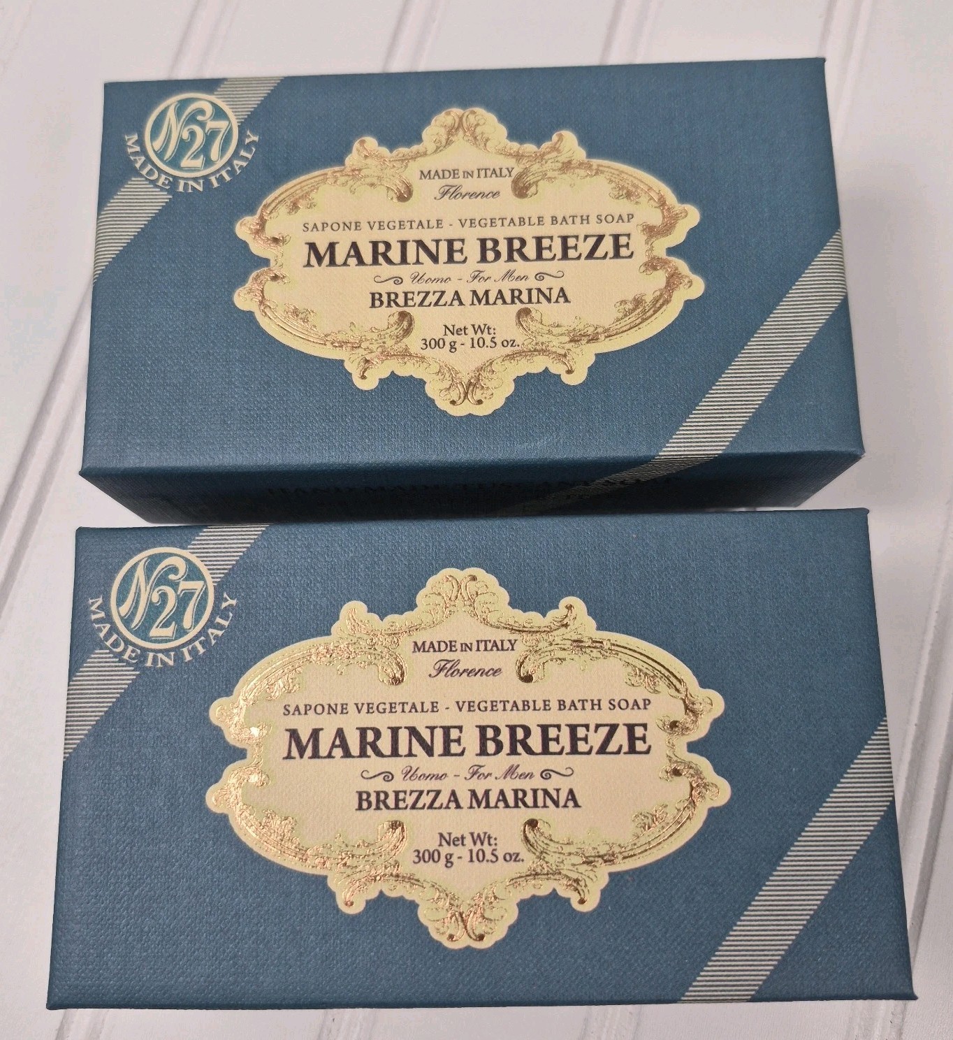 N°27 Saponerie Mario Fissi Marine Breeze Soap Italian Mens Bath Bar 300g 2 Pk