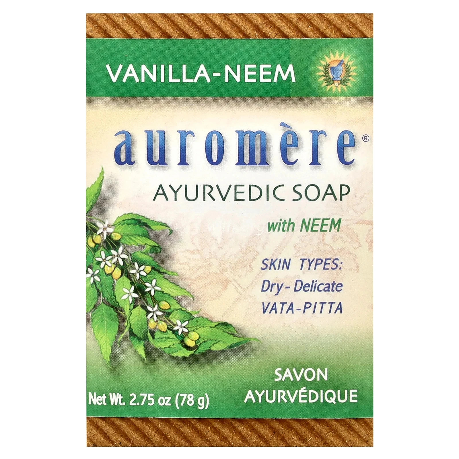 Auromere Ayurvedic Soap with Neem Vanilla-Neem 2.75 oz (Pack of 6)