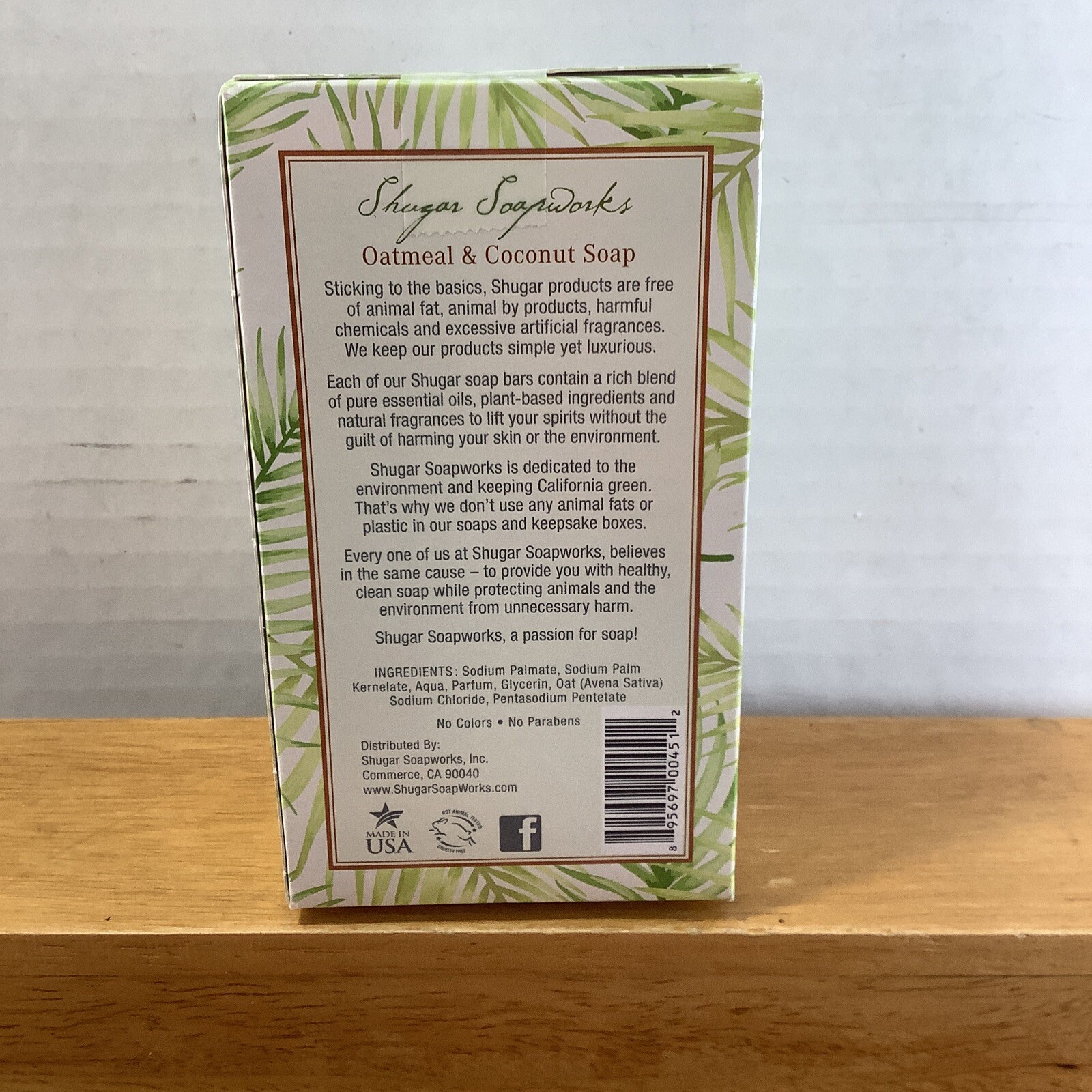 NEW Shugar Soapworks 7 oz Oatmeal & Coconut Soap Vegan Made In USA