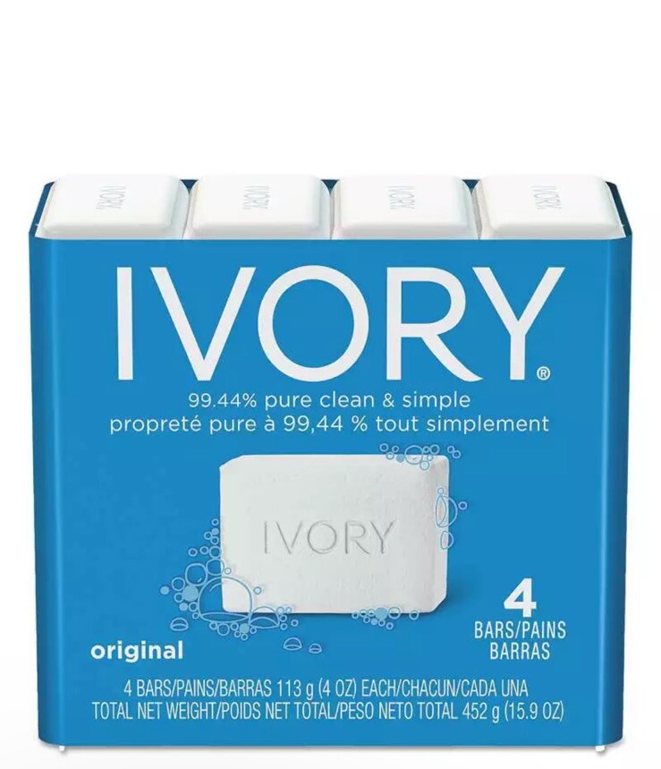 Ivory Original 4-Count: Bath Size Bars 99.44% Pure Clean & Simple Formula 15.9oz