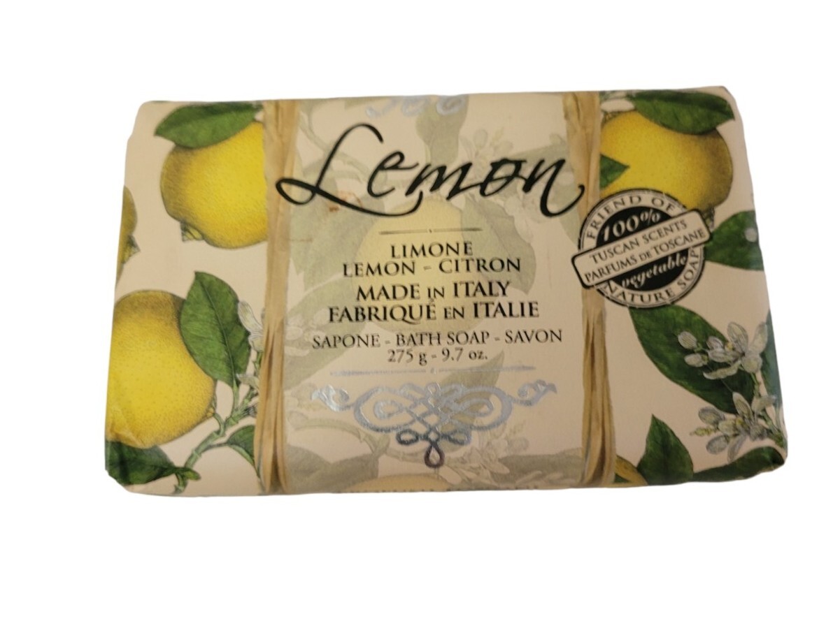 Lemon Luxury Soap Bar Sapone Hand Made Tuscan Preservative Free 9.7 oz