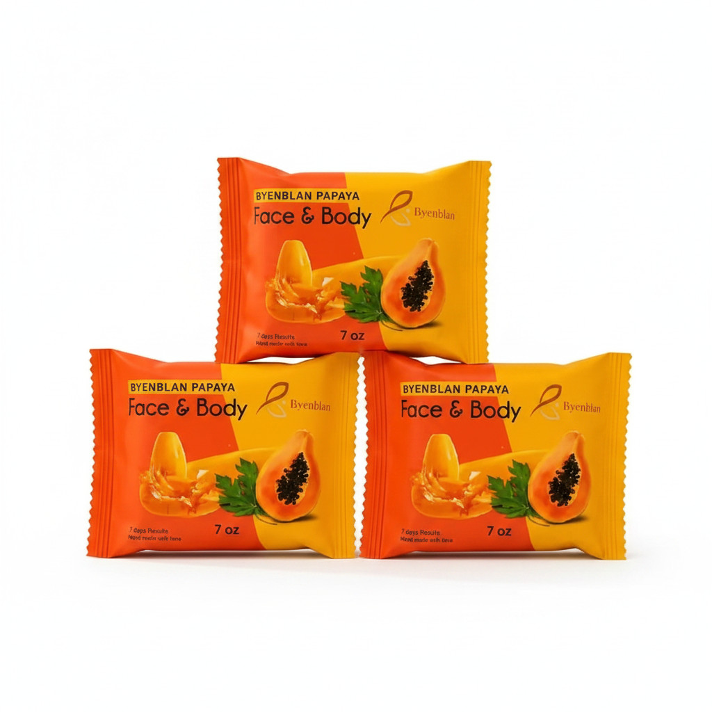 Papaya Face & Body Soap Bar | Pack of 3 | Handmade Cleansing Bar Soap | 7 oz