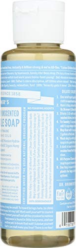 Dr Bronners Pure Castile Liquid Soap Baby Unscented 4 Fl Oz Organic Eco Friendly