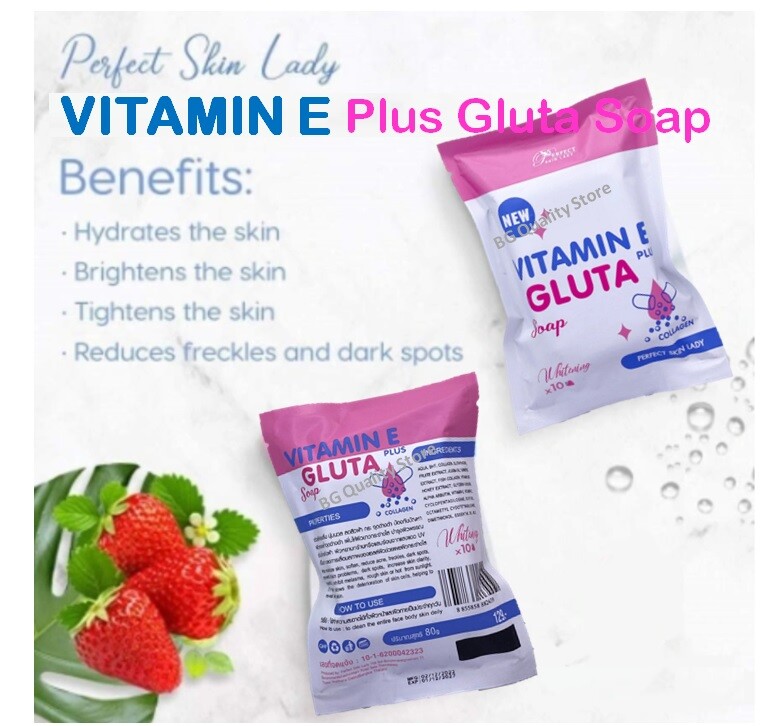 2X Vitamin E Plus Gluta Soap 80g. Collagen Honey Fruit Extract Perfect Skin Lady