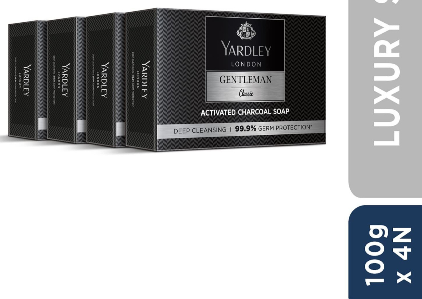 Yardley London Gentleman Classic Activated Charcoal Soap|100g (Pack of 4)
