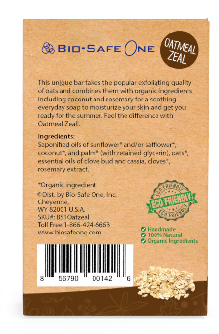 Bio-Safe One, Inc. – Oatmeal Zeal Natural Organic Soap Bar 4 oz Handmade