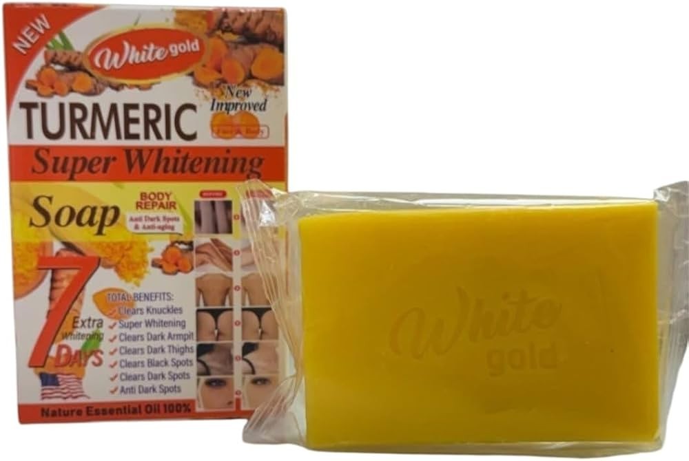 WhiteGOLD TUMERIC 💯 Organic Super Whitening Face & Body Corrector Soap 200g X 1