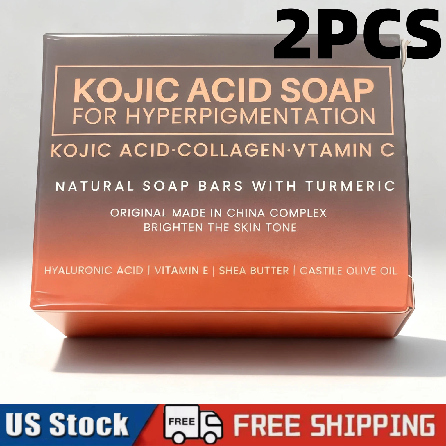 2 Pack Kojic Acid Soap Hyaluronic Acid Vitamin E For Face Body Dark Spot Remover