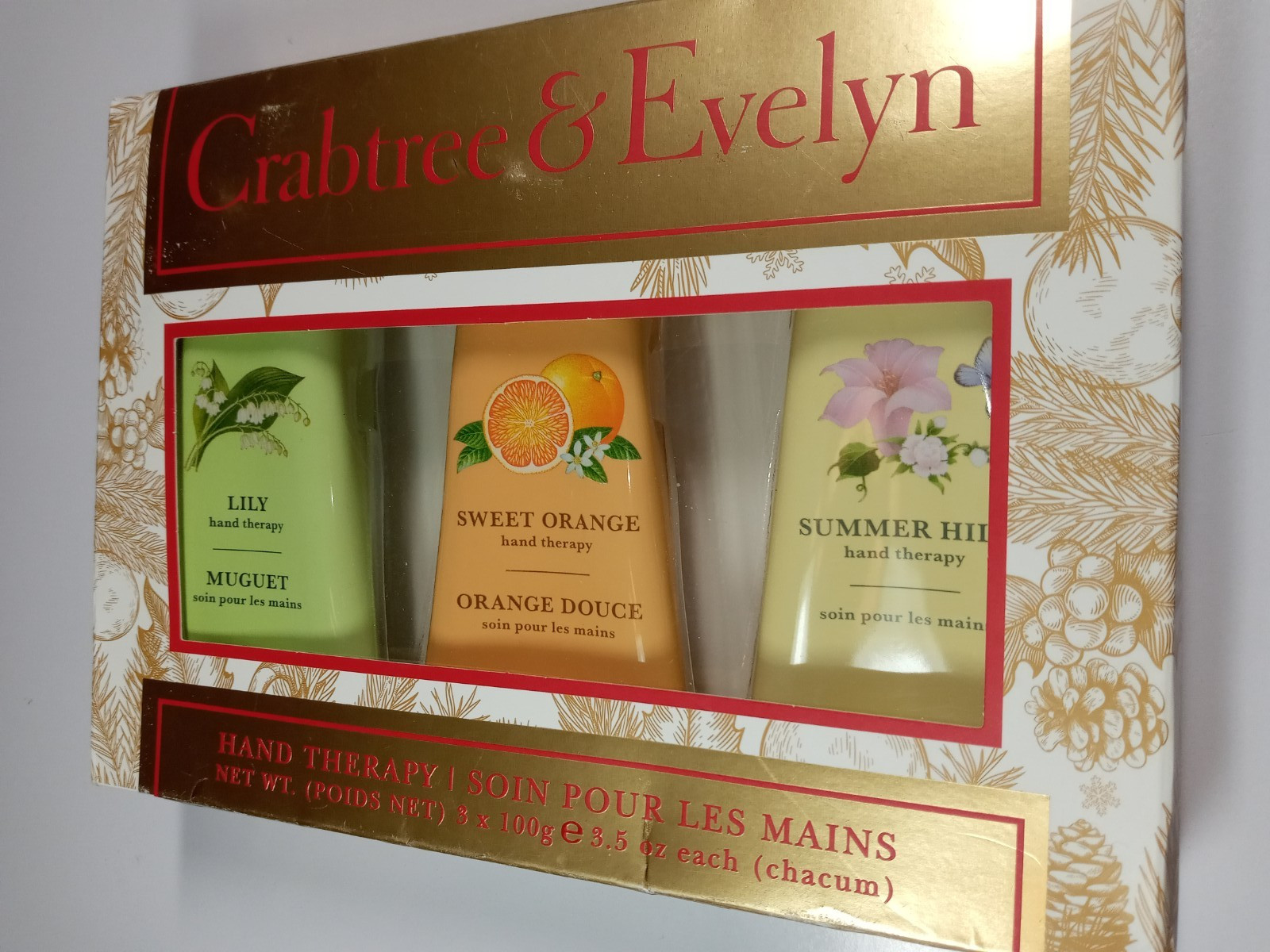 Crabtree & Evelyn NIB Hand Therapy 3x100g/3.5oz Lily/Sweet Orange/Summer Hill