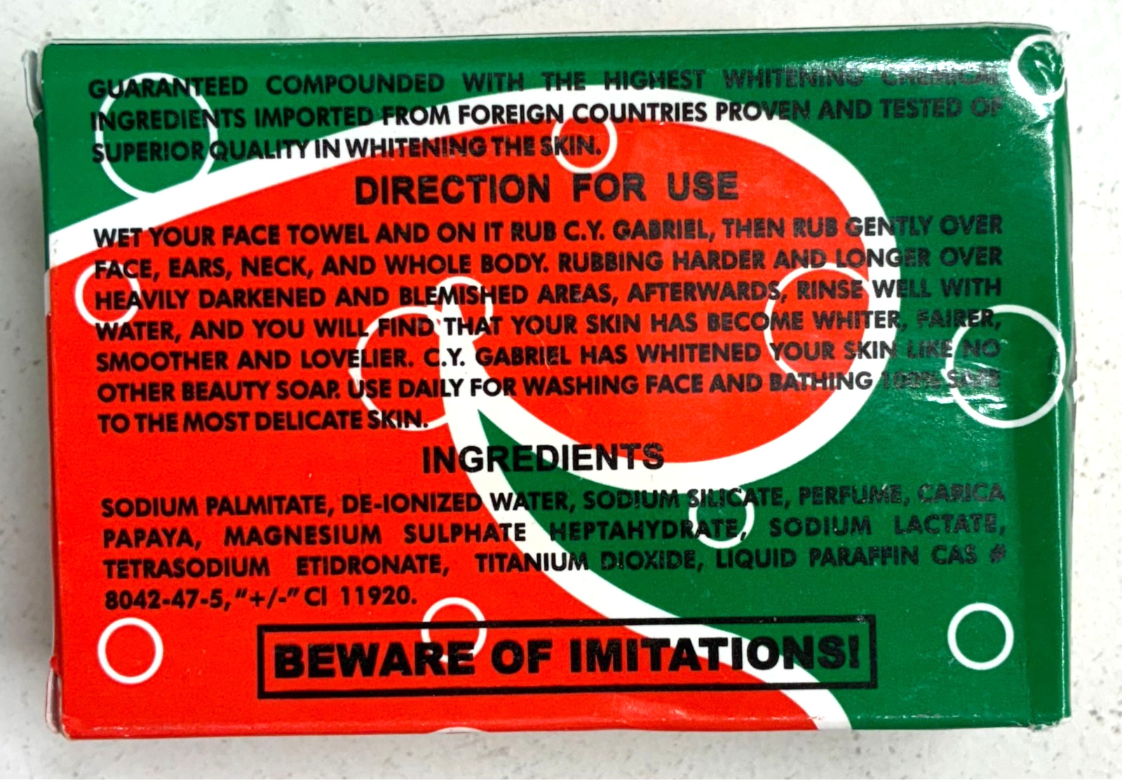 C.Y. Gabriel Papaya with Extract Genuine Whitening Beauty Soap 135g Lot 2 New
