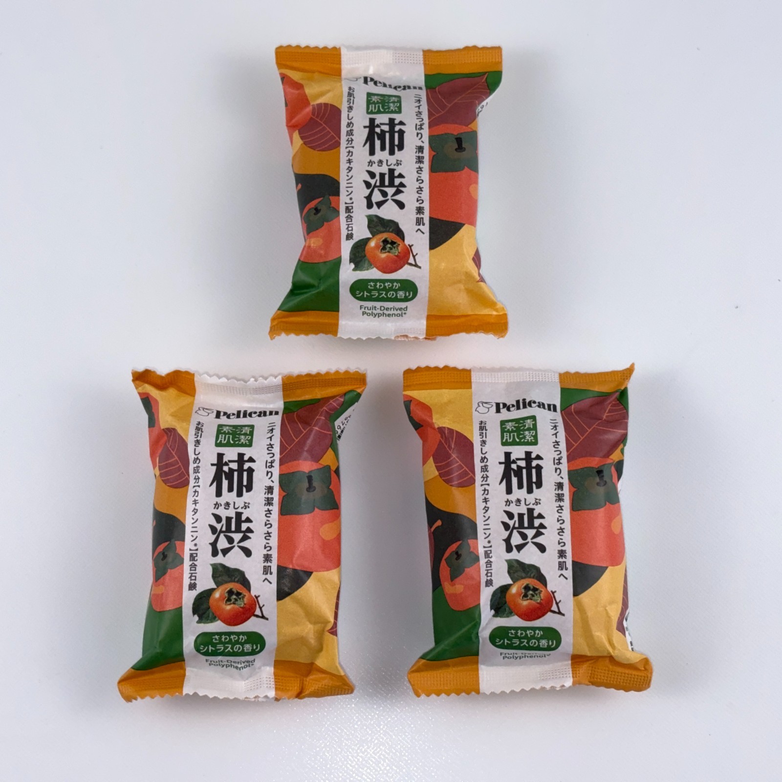 Pelican Kakishibu Persimmon Tannin Deodorizing Body Soap 3 Bars Japan New