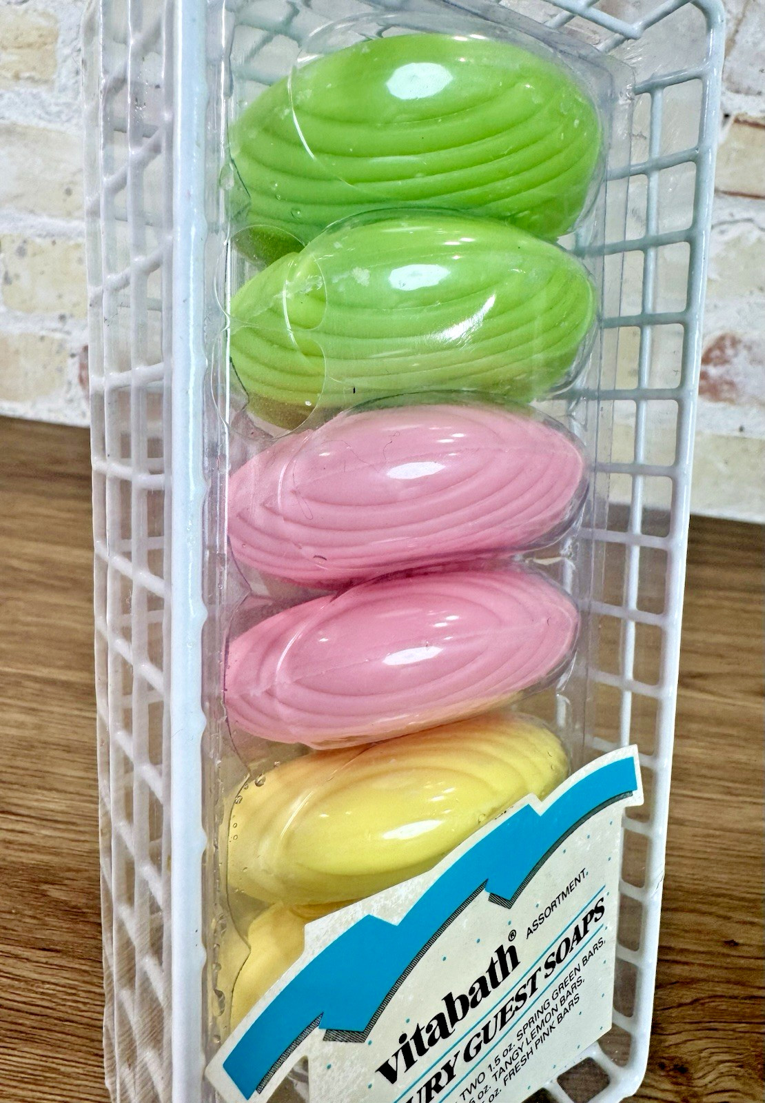 Vintage Vitabath Guest Soap Set 6 Bar Sealed Spring Green Lemon Pink 1980s Retro