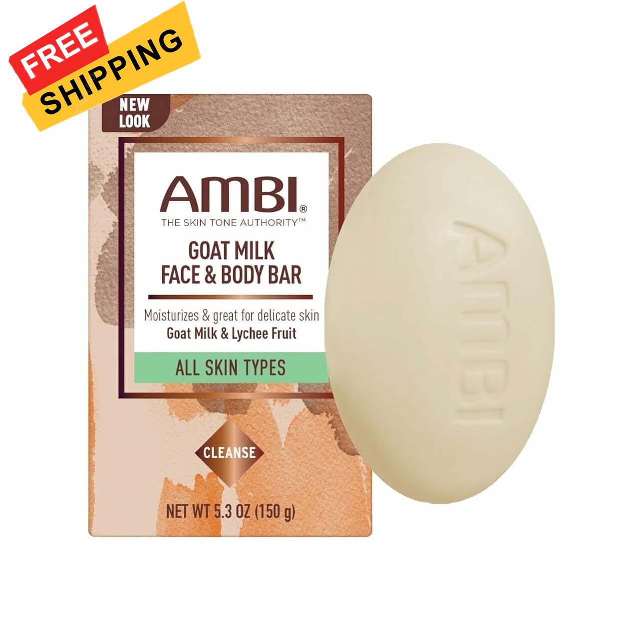 Ambi Goat Milk Face & Body Bar, Moisturizing Formula 5.3 Ounce (Pack of 1)