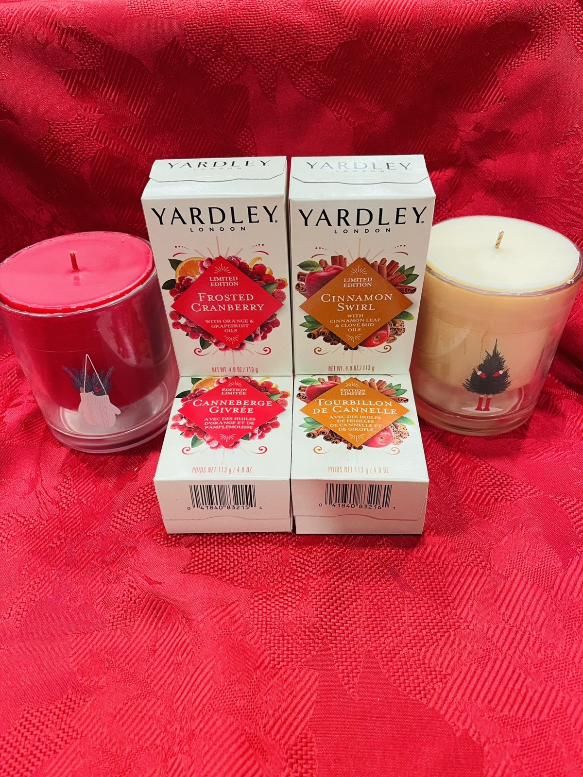 Yardley London Cinnamon Swirl & Frosted Cranberry Soap Bars 4oz Lot of 4