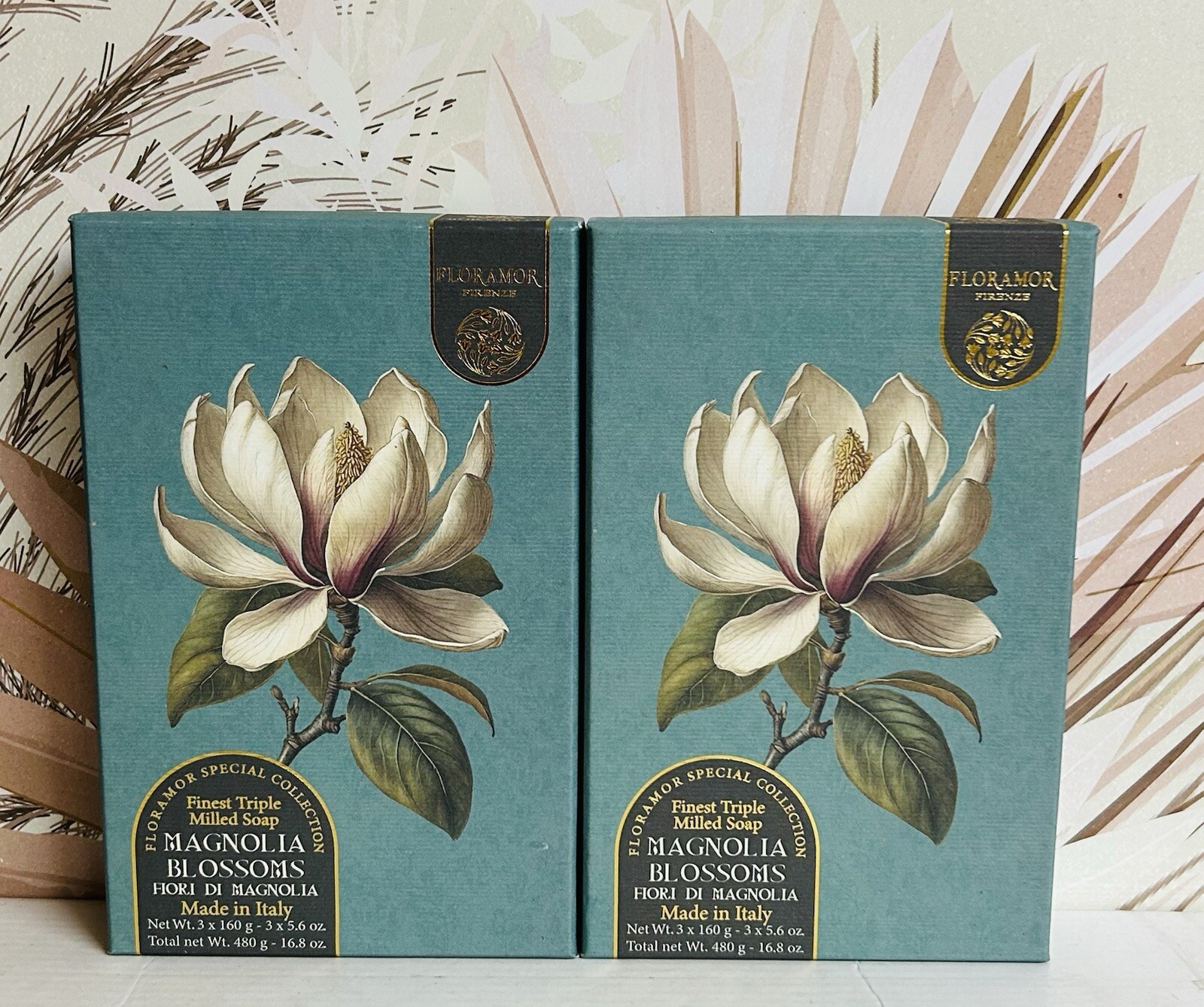 2-pack Floramor Firenze ~ Magnolia Blossoms Triple Milled Bar Soap 6 Bars 5.6oz