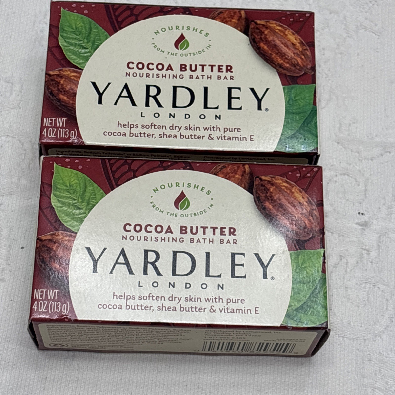 Yardley London Bath Bar Soap with Cocoa Shea Butter & Vitamin E 4 oz Pack of 2