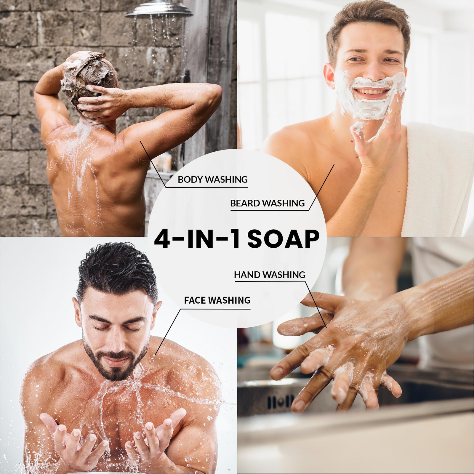 Mens Natural Bar Soap 6Pcs Handmade Cleansing Soap Bar Set Moisturizing&Exfol…