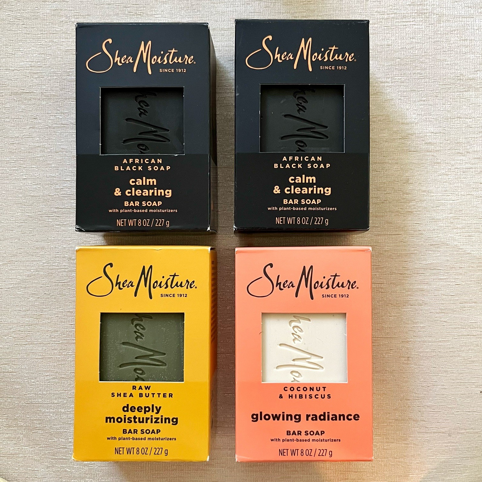 Lot of 4 Pack Shea Moisture Bar Soap 8oz Variety Scents New & Sealed
