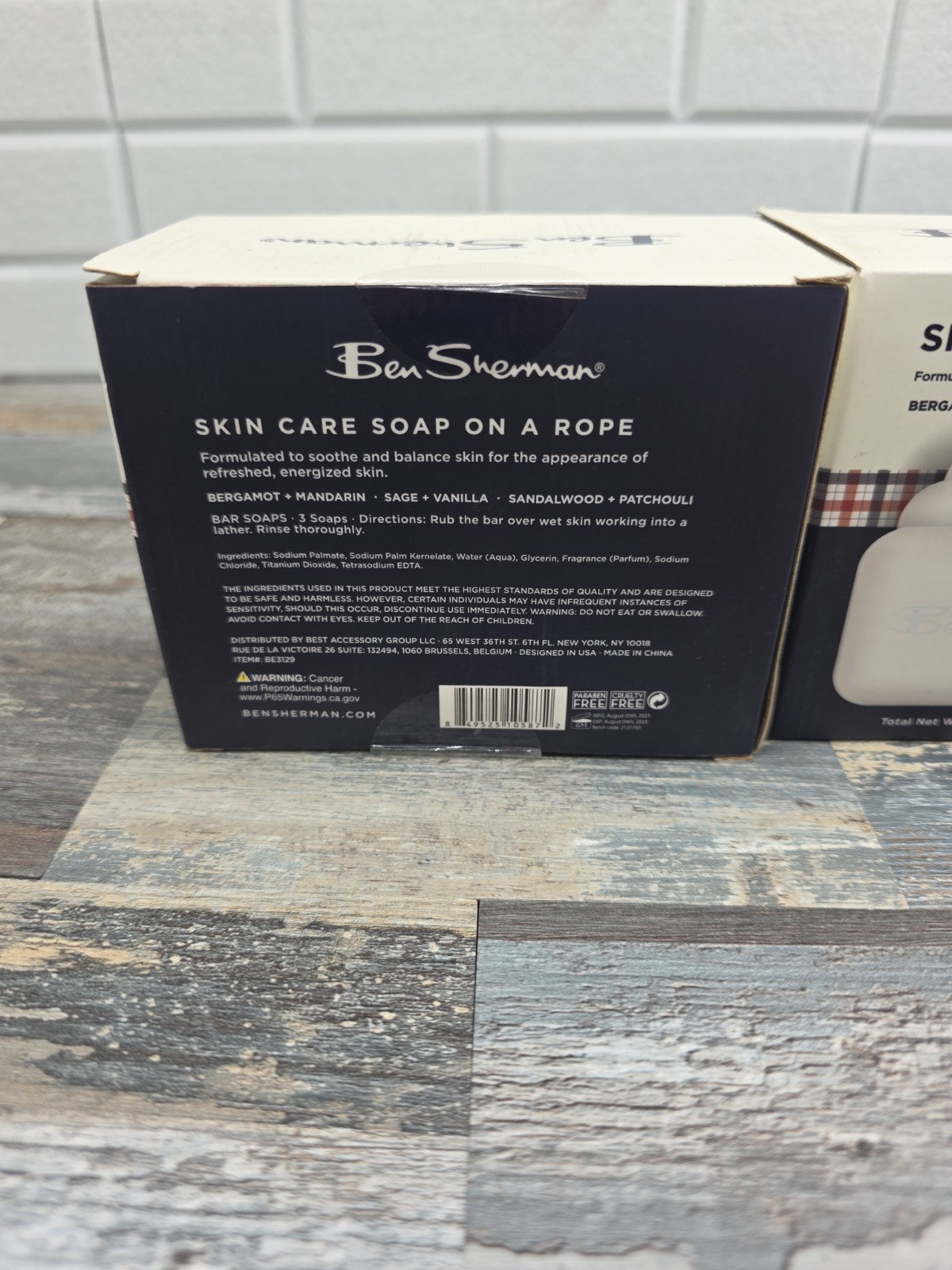 2-Ben Sherman Skin Care Soap on a Rope 3 Pack. Gifts for him.
