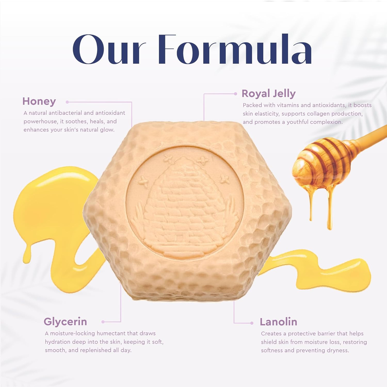 Royal Jelly Honey Soap Set – Luxurious Vegetable-Based Bars with 2% Honey, Hydra