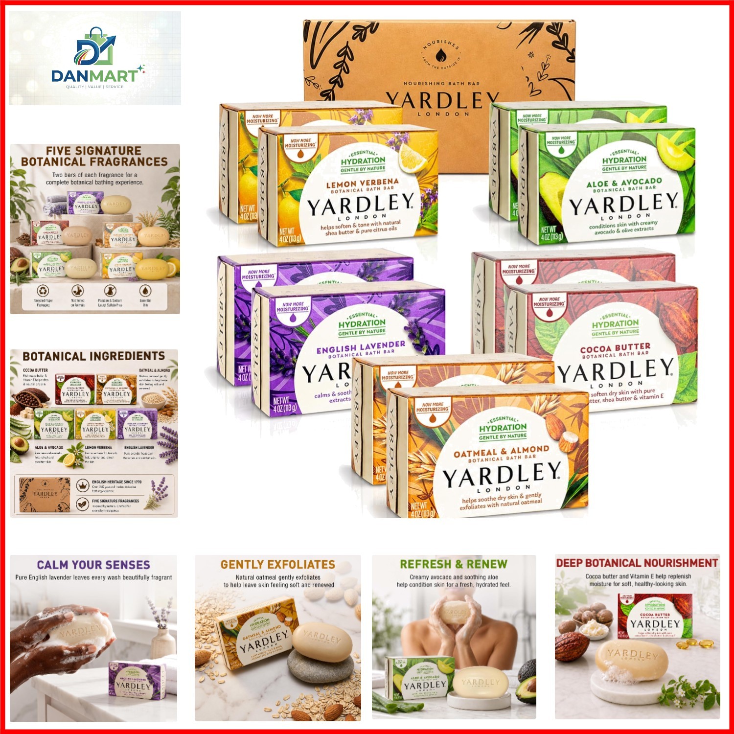 London Soap Bath Bar Bundle – 10 Bars: English Lavender, Oatmeal and Almond, …