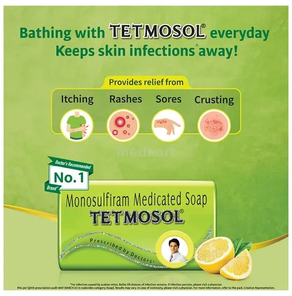 Tetmosol Medicated Soap (100g x 2) with 5% Monosulfiram for Healthy Skin Care