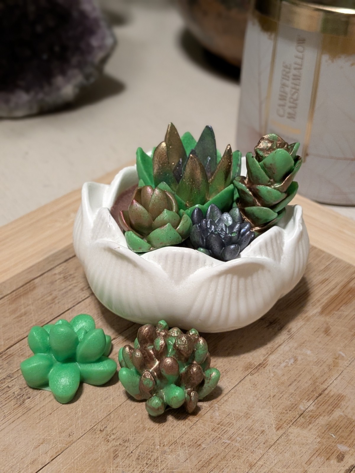 Handcrafted Goat’s Milk Soap Succulent Set! Emerald Agave Scent/ Custom +$5