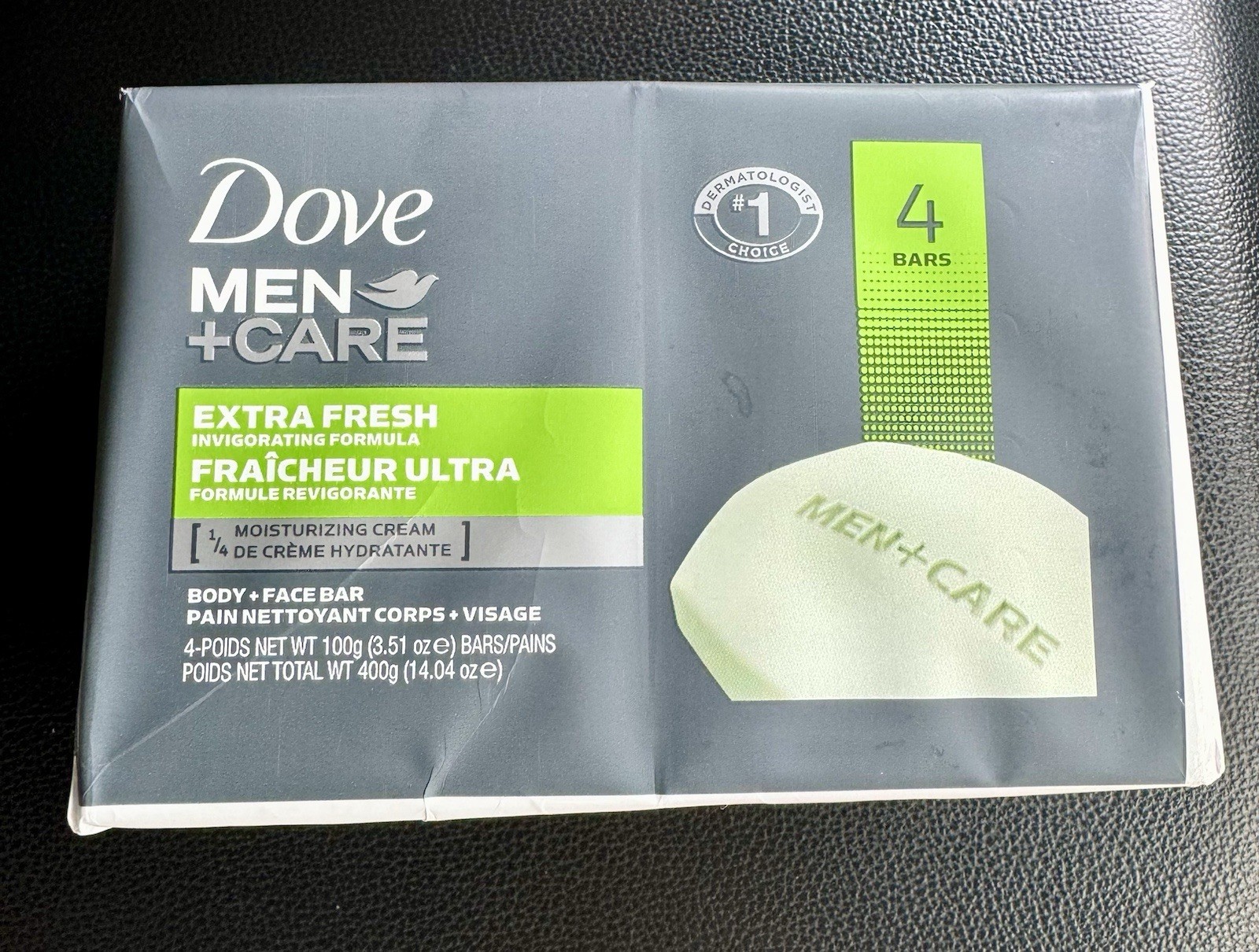 4 Bars Pack Dove Men+ Care Body+Face Bar Soap, Extra Fresh Invigorating Formula