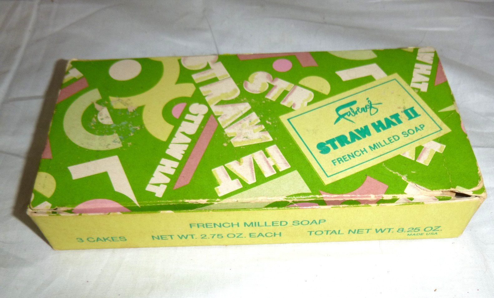Vtg Faberge Straw Hat French Milled Soap Orig Pkg 3 Bars 2.75 oz Each