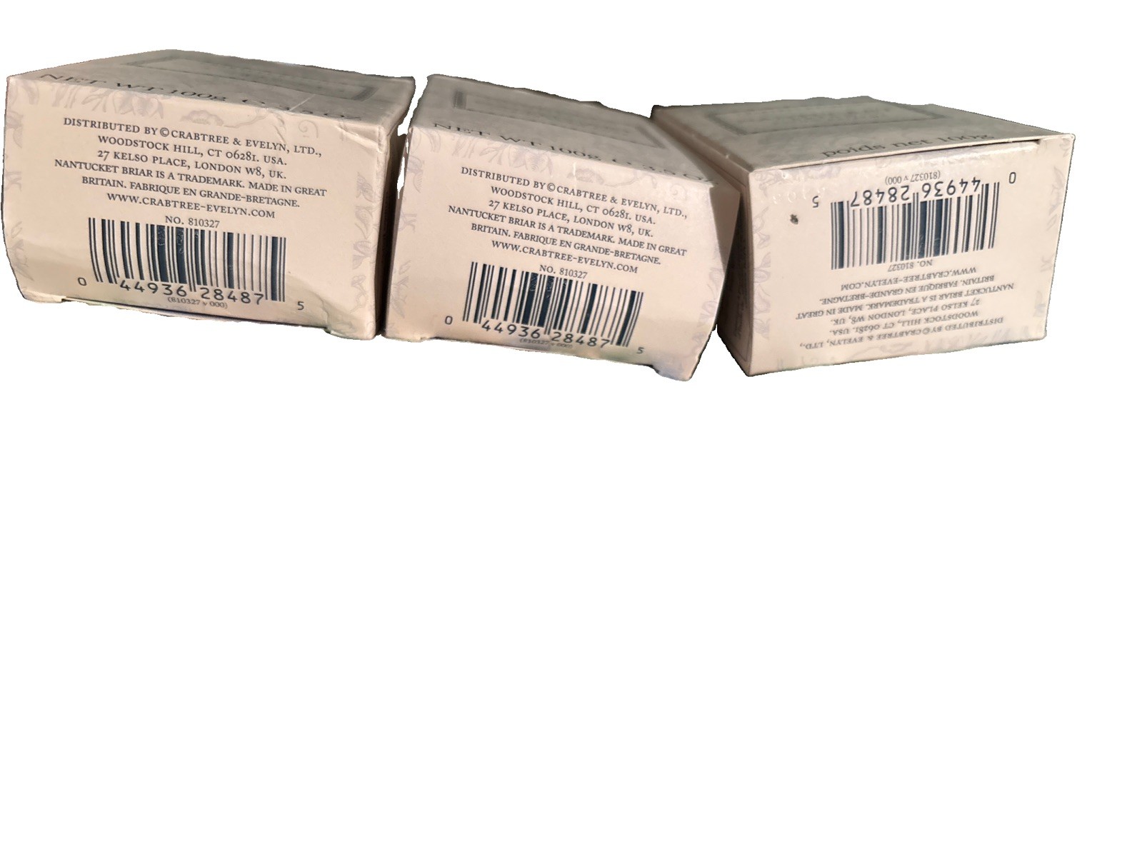 Crabtree & Evelyn NANTUCKET BRIAR Triple Milled Soap Bar Set of 3 – 3x 3.5oz