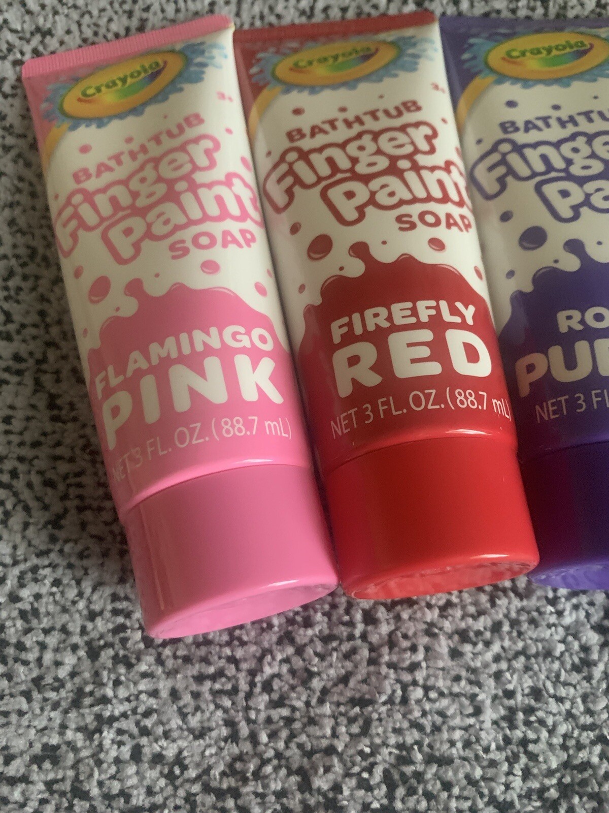 5PC SET: Crayola Bathtub Finger Paint Soap Kids 3oz: Red Blue Green Purple Pink