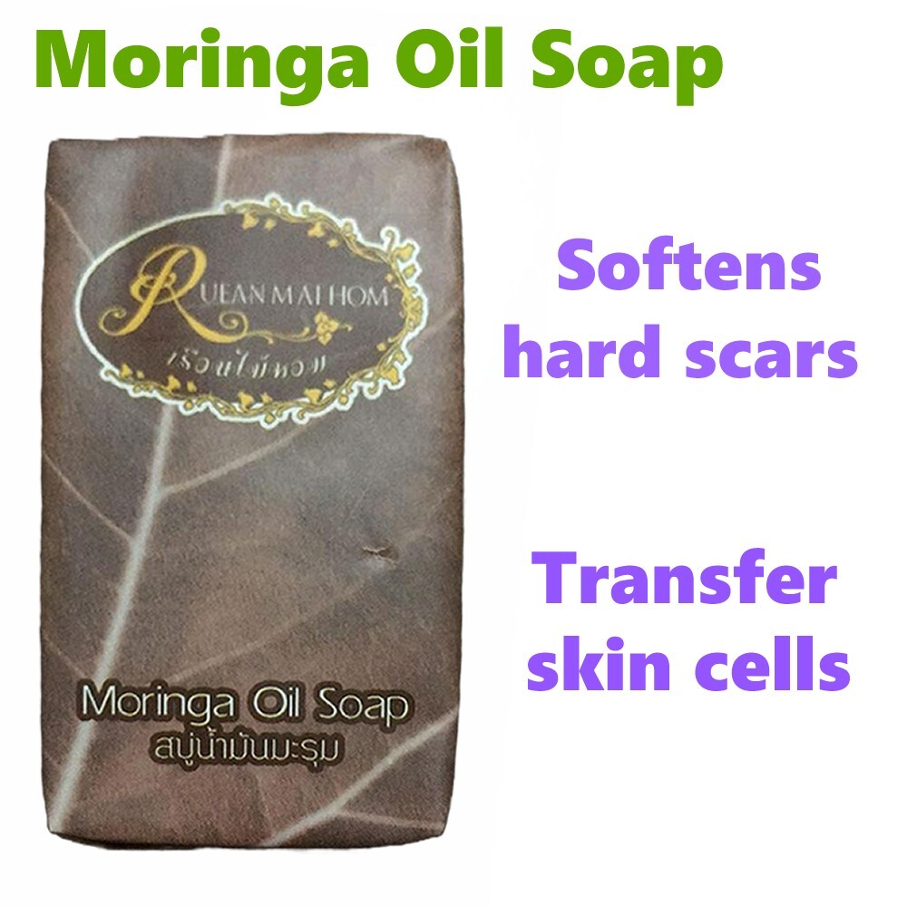 Moringa Oil Soap Herbal Organic Reduce Health inflammation of acne 80g 3 Pcs