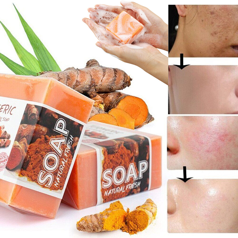 2PCS Tumeric Soap For Dark Spots, Skin Lightening, Anti Acne Cleansing Soap Bar