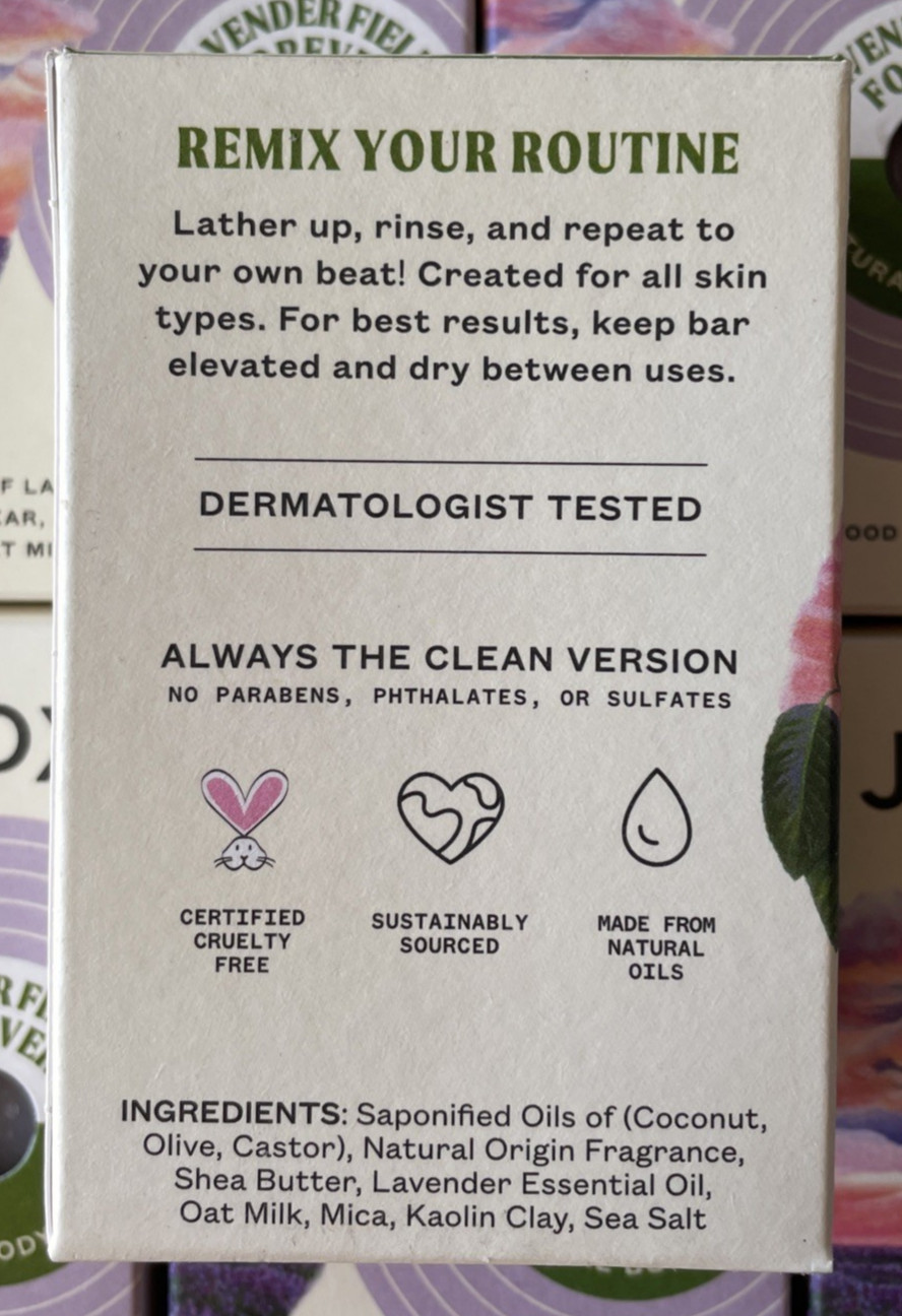 7 Dr. Squatch Jukebox Lavender Fields Forever Lavender Pear Bar No Scrub 4.5 oz.